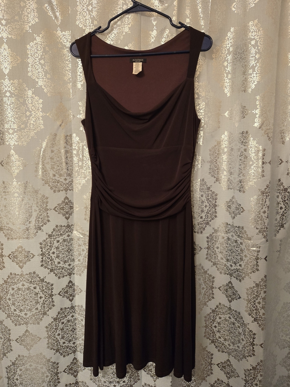 Alyn Paige Brown Sleeveless Draped Midi Dress
